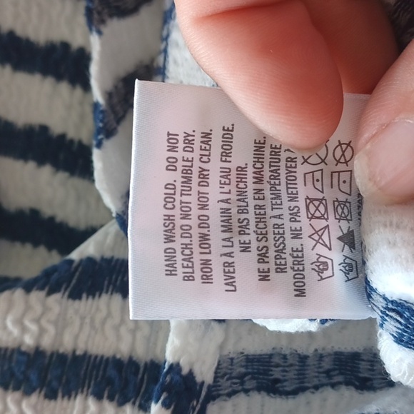 Anthropologie Eva Franco Textured Blue Stripe Sleeveless Top Bow Detail Size S - Picture 7 of 8